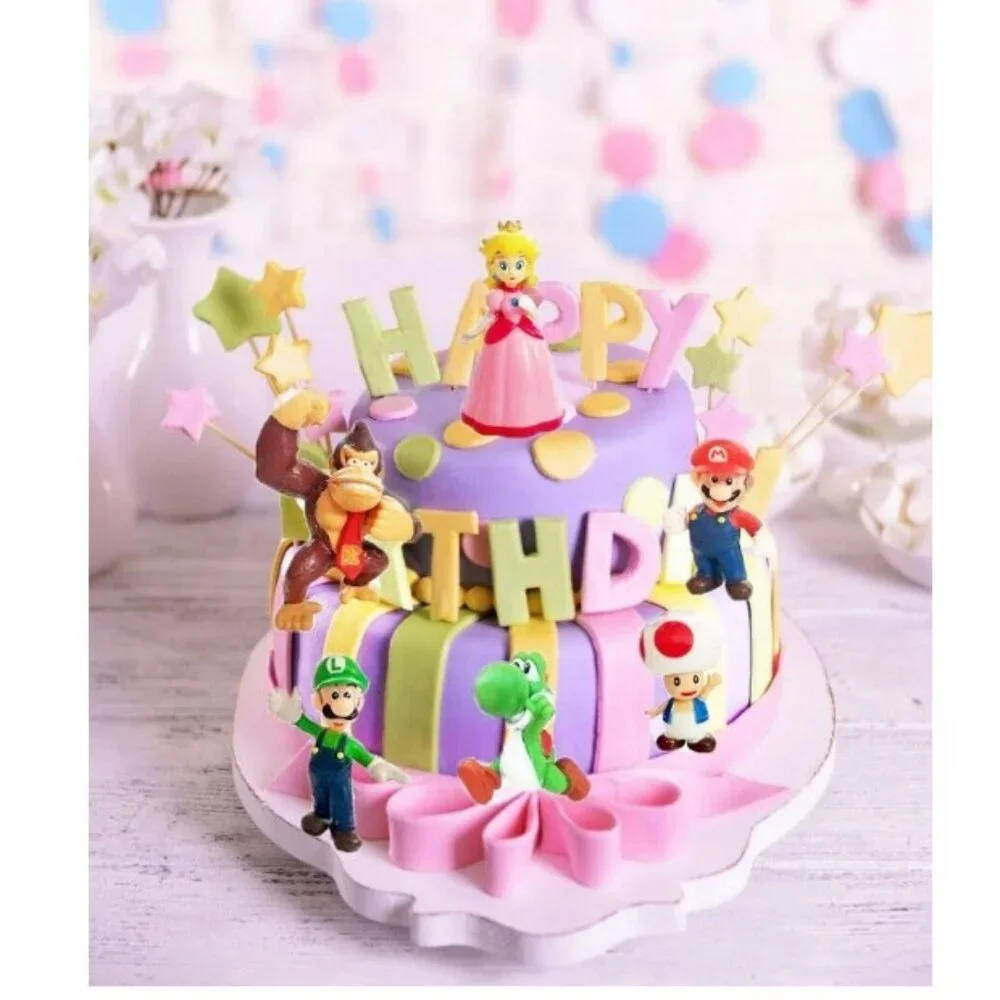 Mario Mini Figure Set 6 PCS Cake Topper Party Decorations